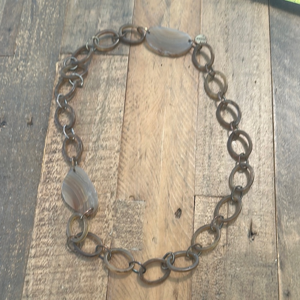 FURLA - Made in Italy Brown Chain Link Lucite Necklace